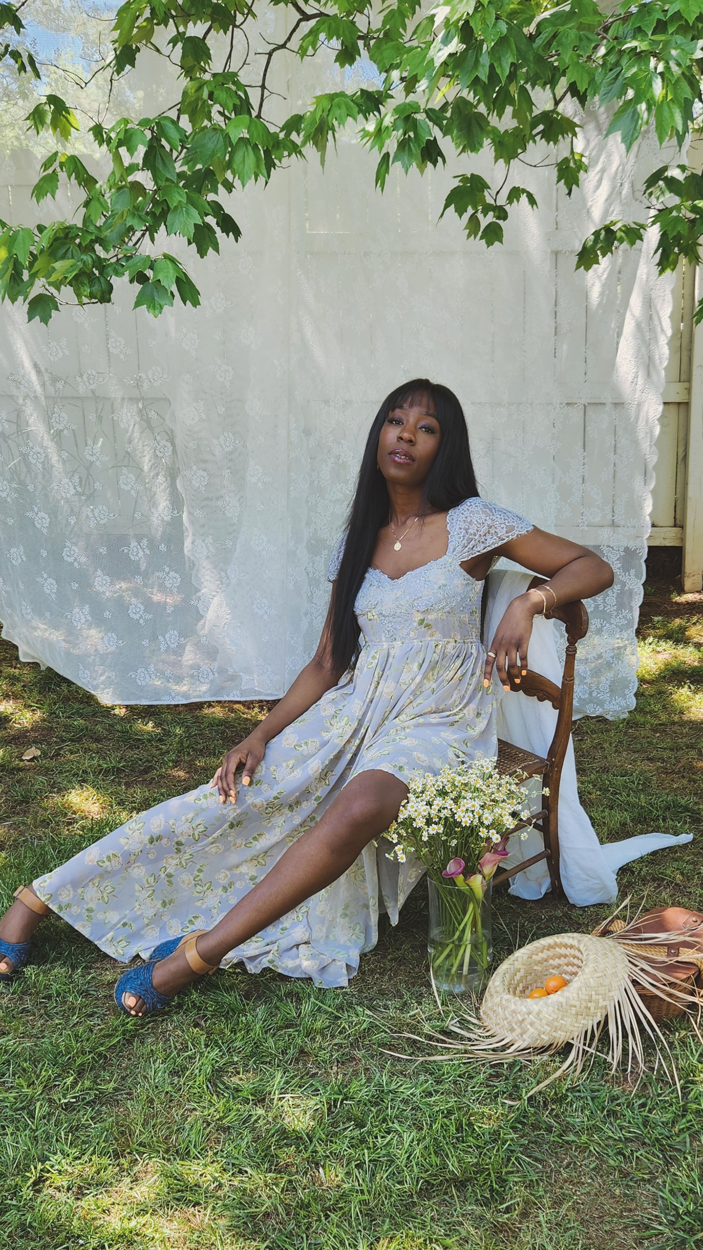 Floral Rays Paneled Maxi