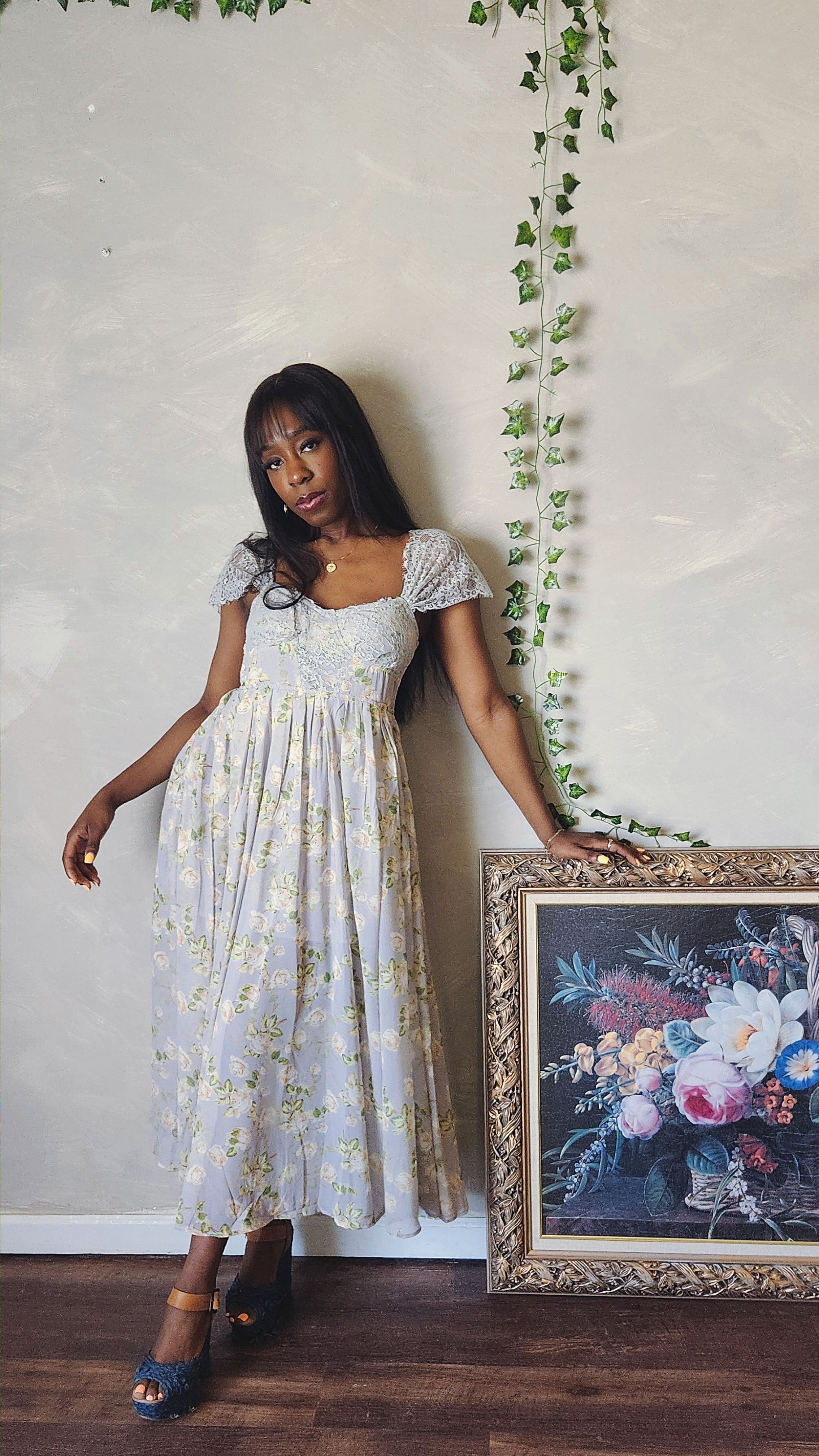 Floral Rays Paneled Maxi