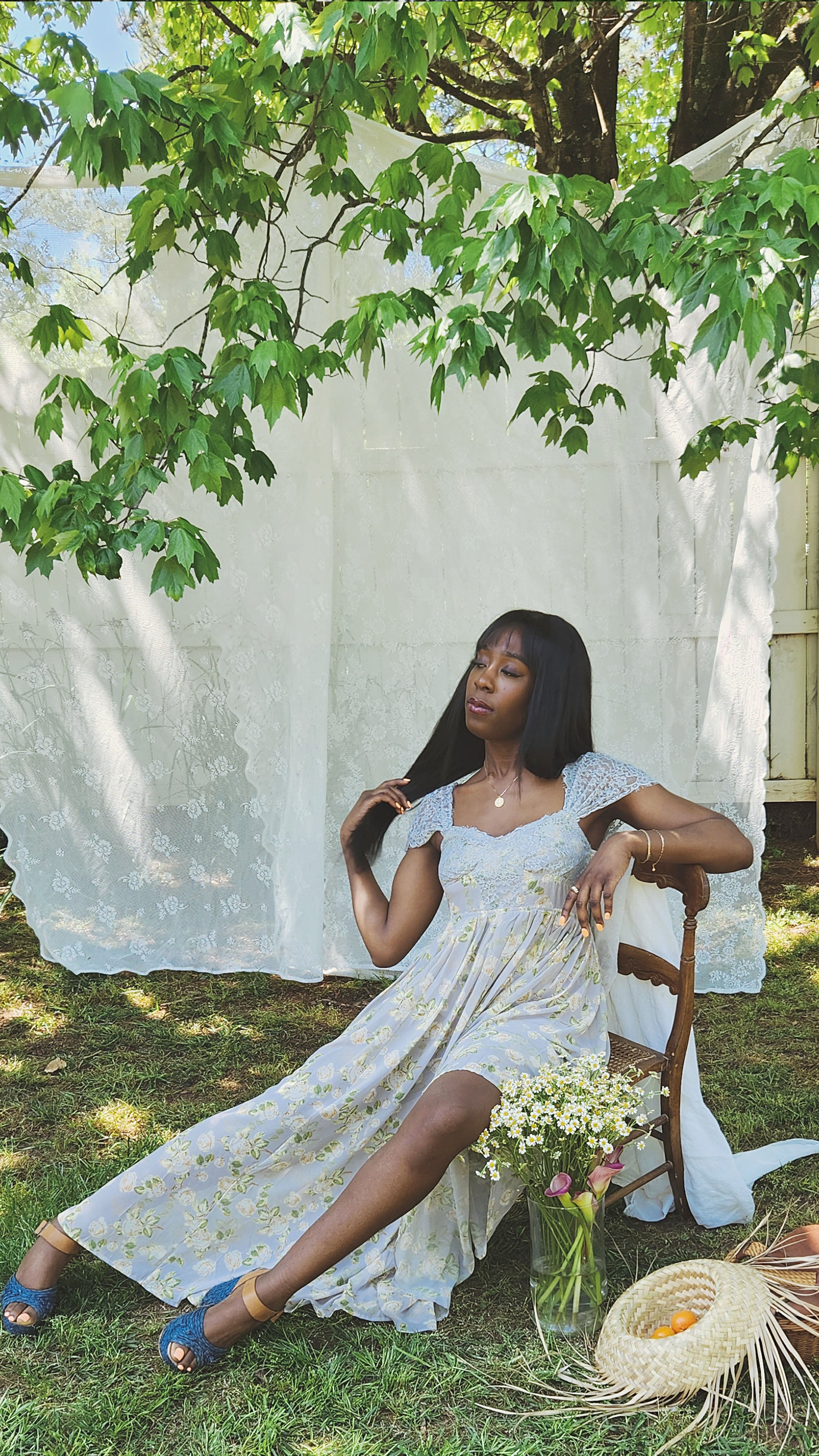 Floral Rays Paneled Maxi