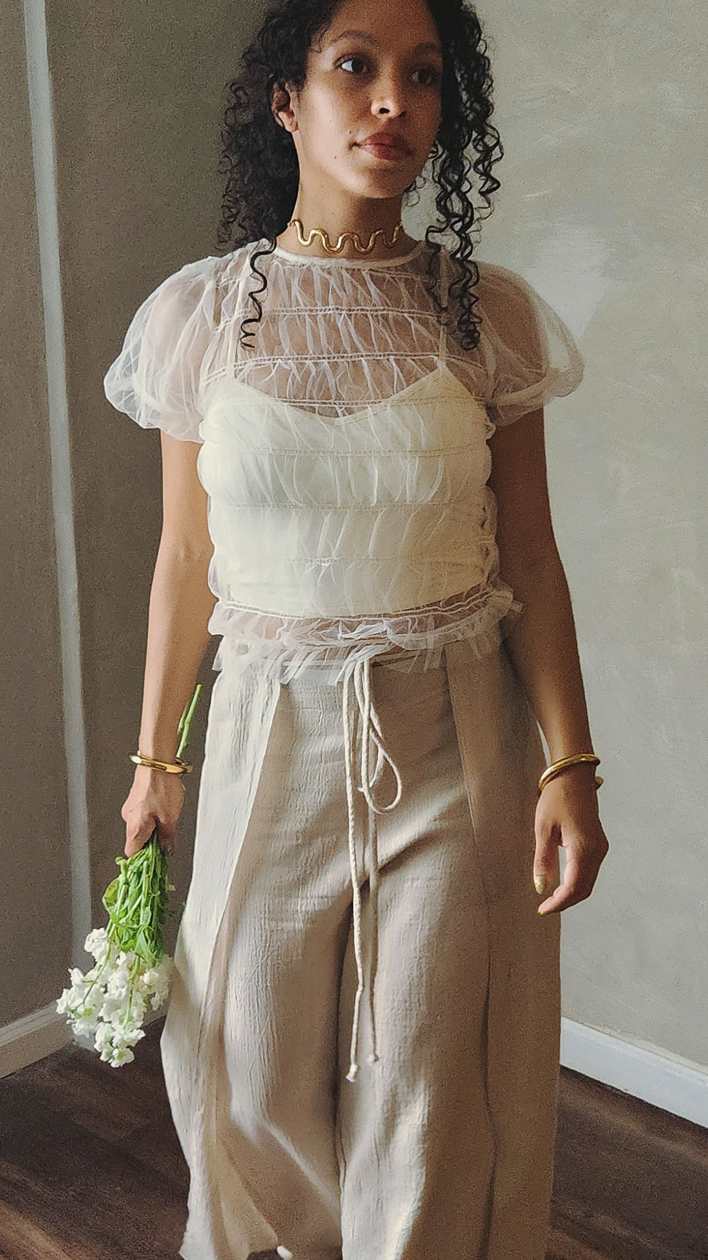 How Sweet Tulle Mesh Two-fer top