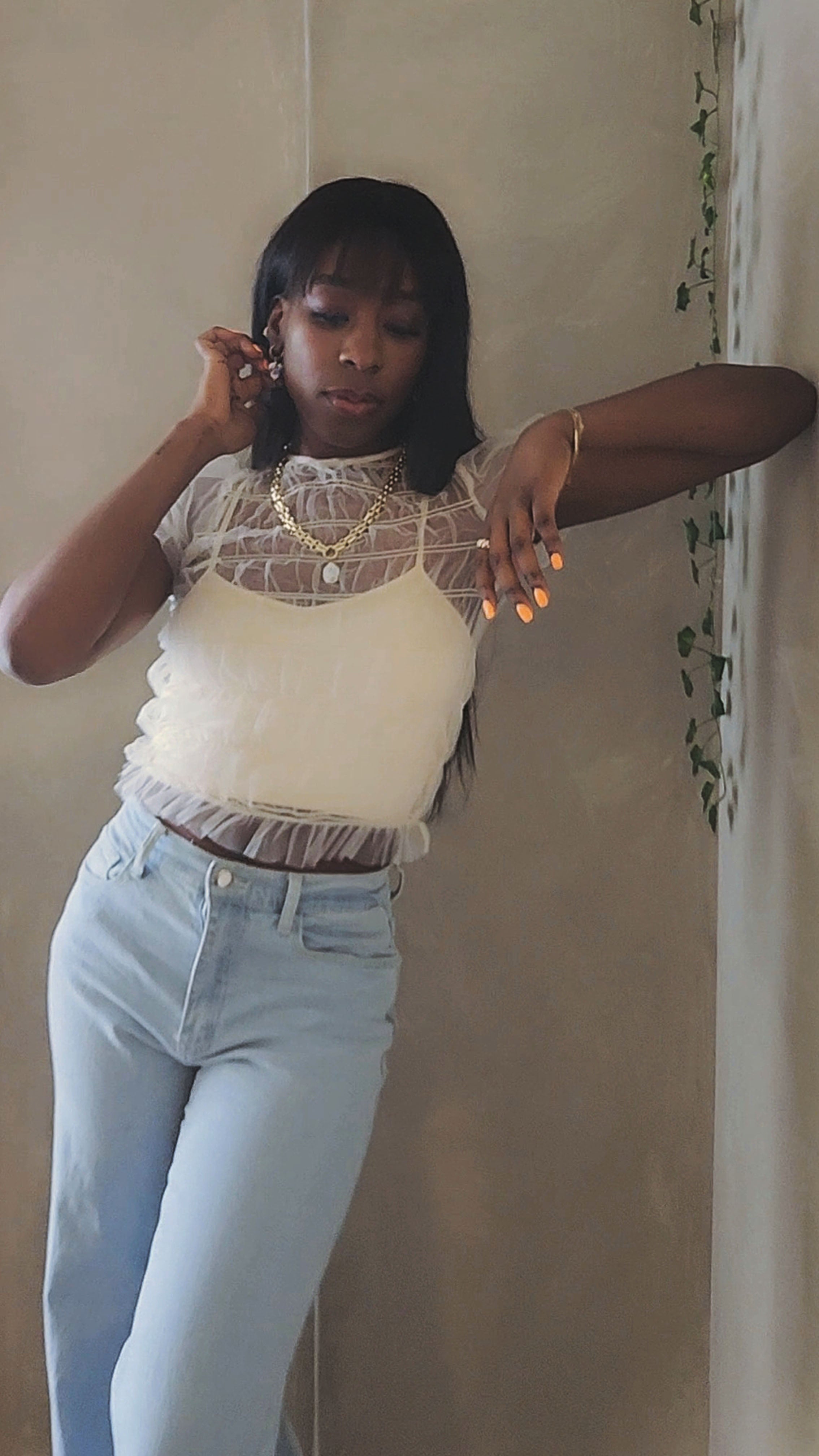 How Sweet Tulle Mesh Two-fer top
