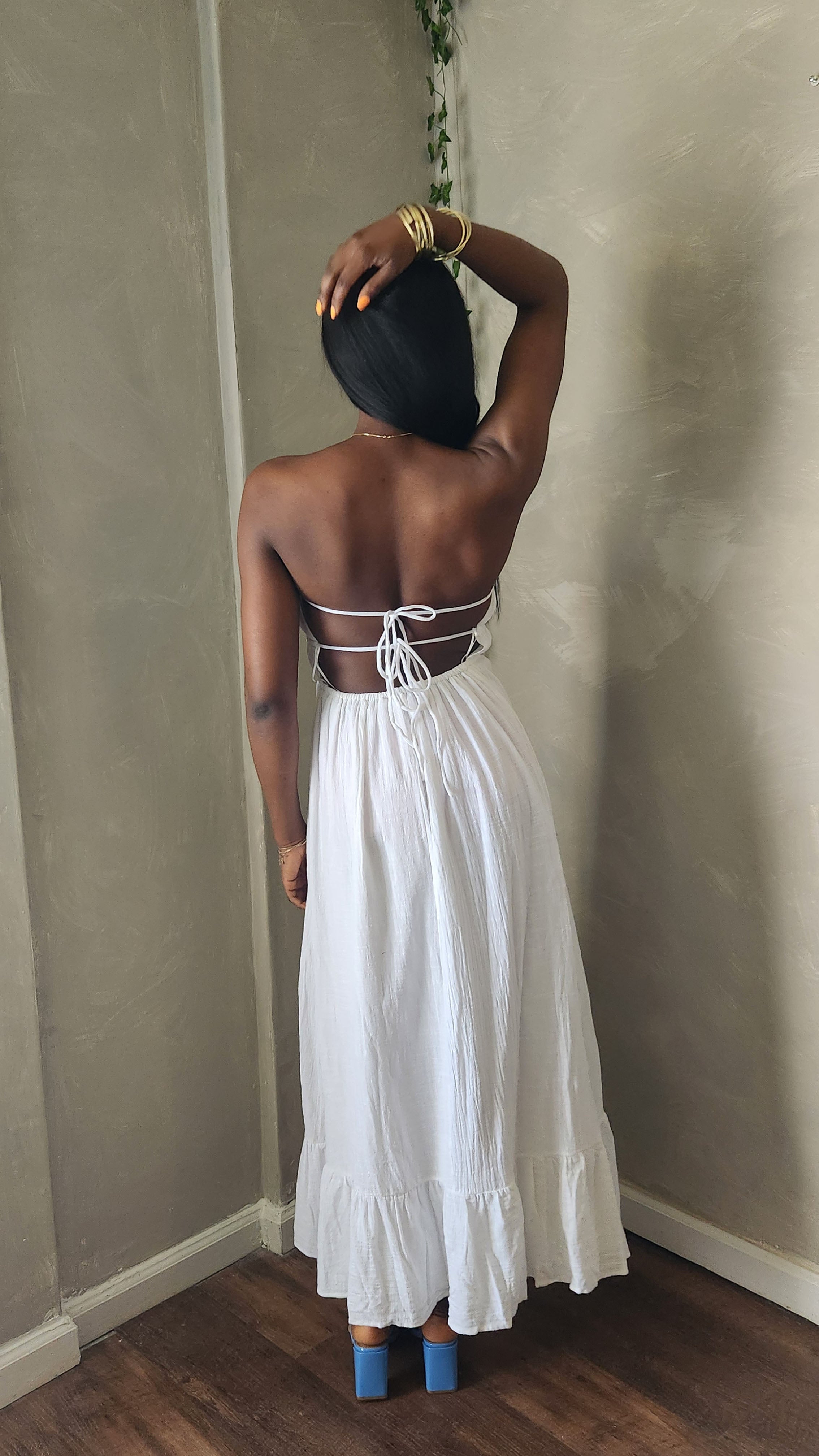 Poetic Frill Tie Back Dress