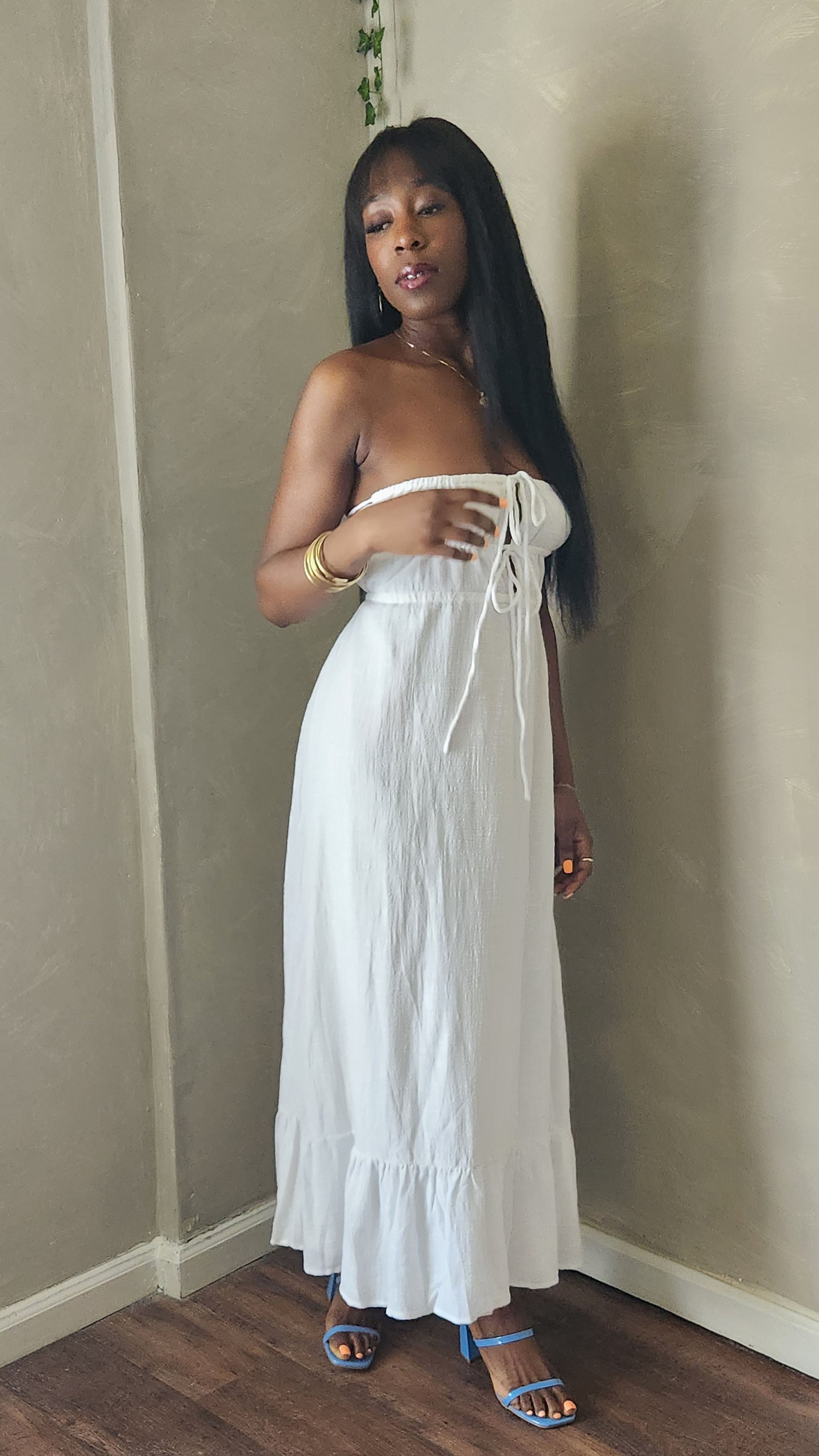 Poetic Frill Tie Back Dress