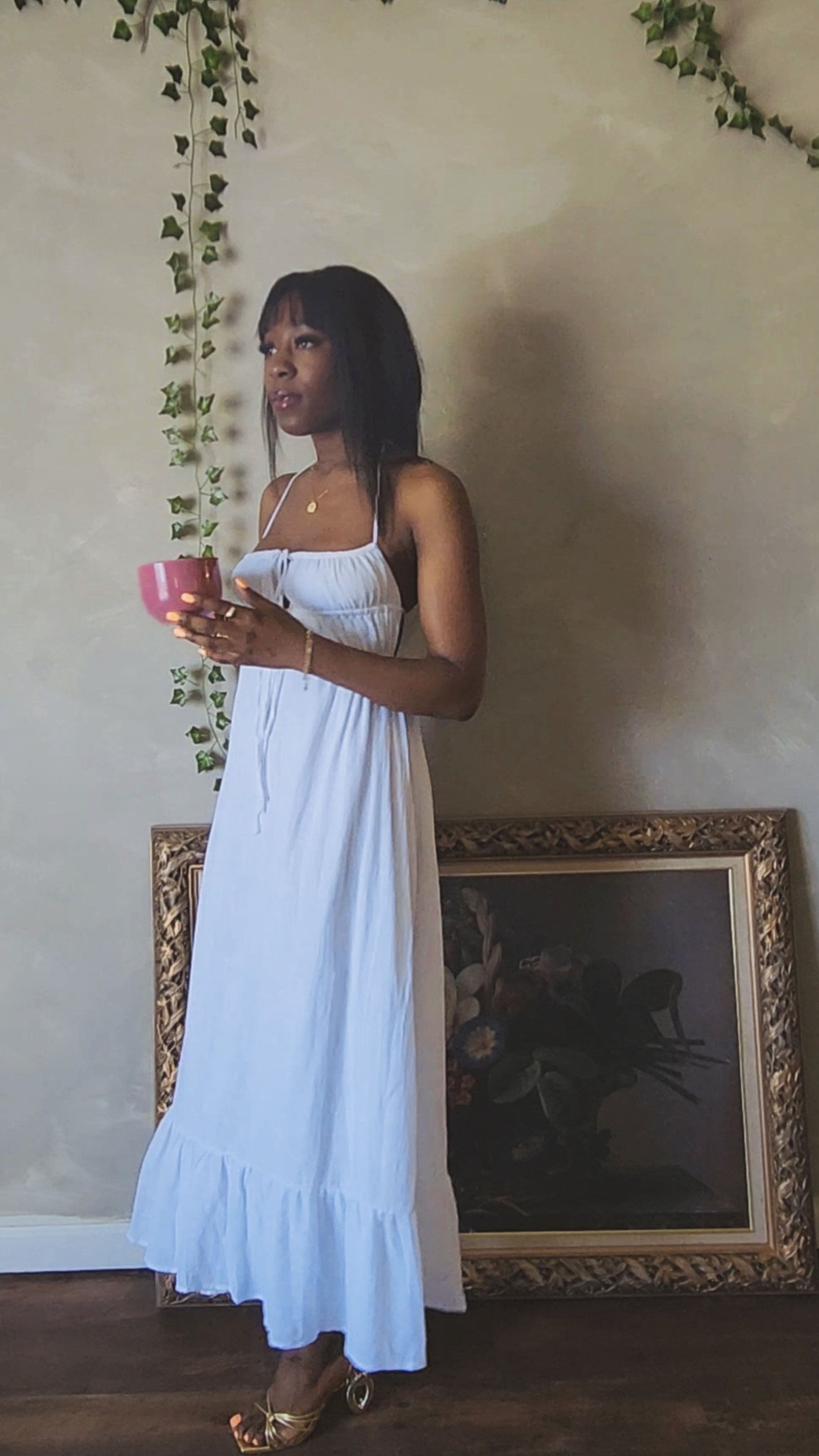 Poetic Frill Tie Back Dress