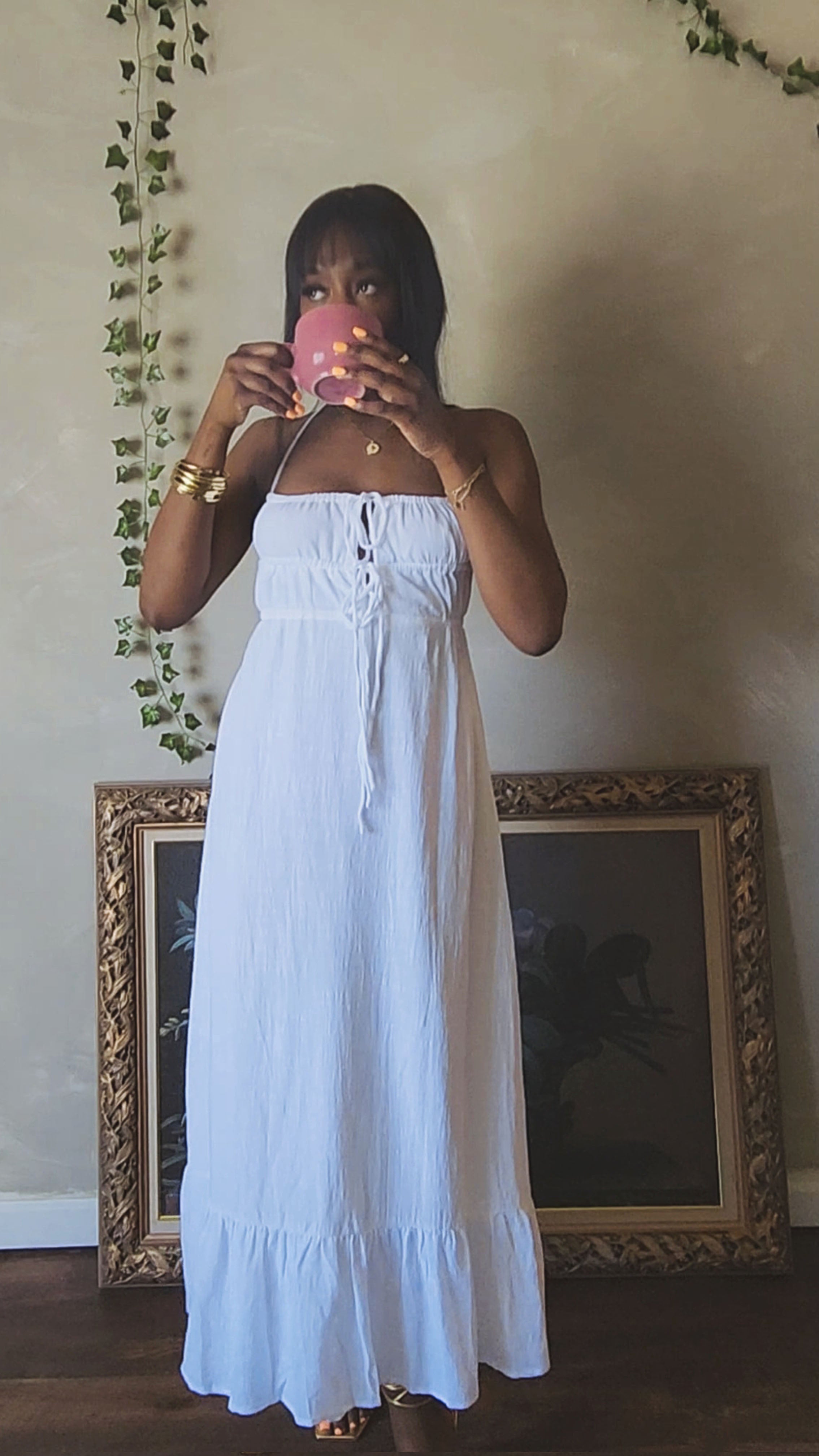 Poetic Frill Tie Back Dress