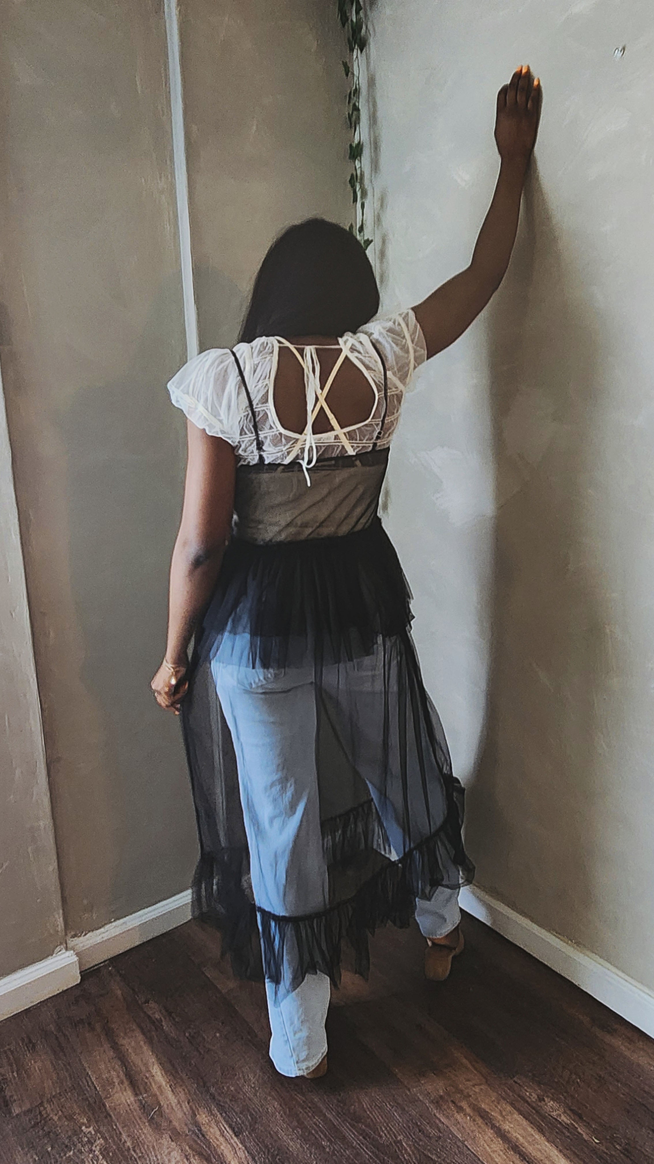 How Sweet Tulle Mesh Two-fer top