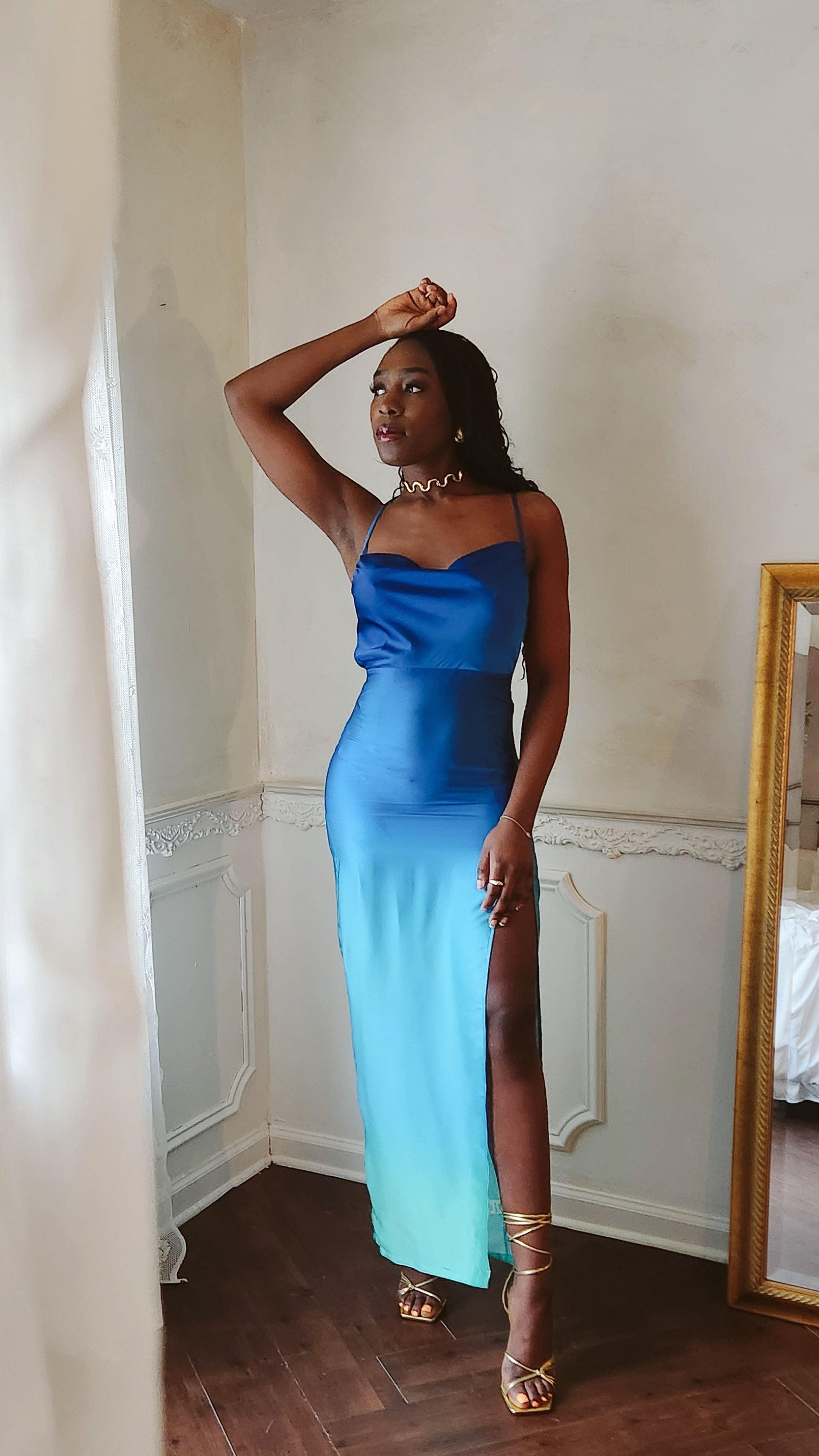 Made in Manhattan Open-Back Ombre Maxi Dress