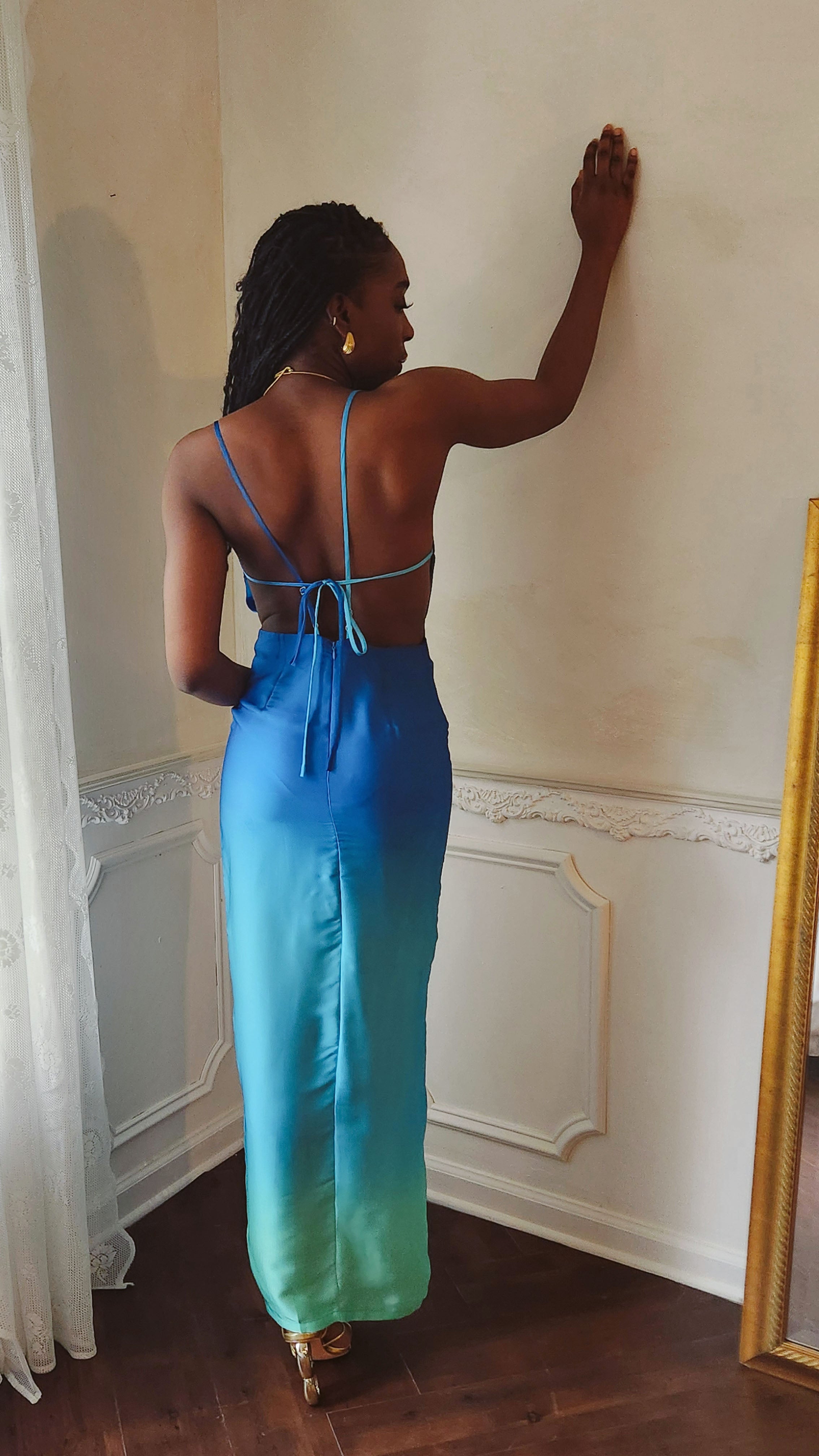 Made in Manhattan Open-Back Ombre Maxi Dress