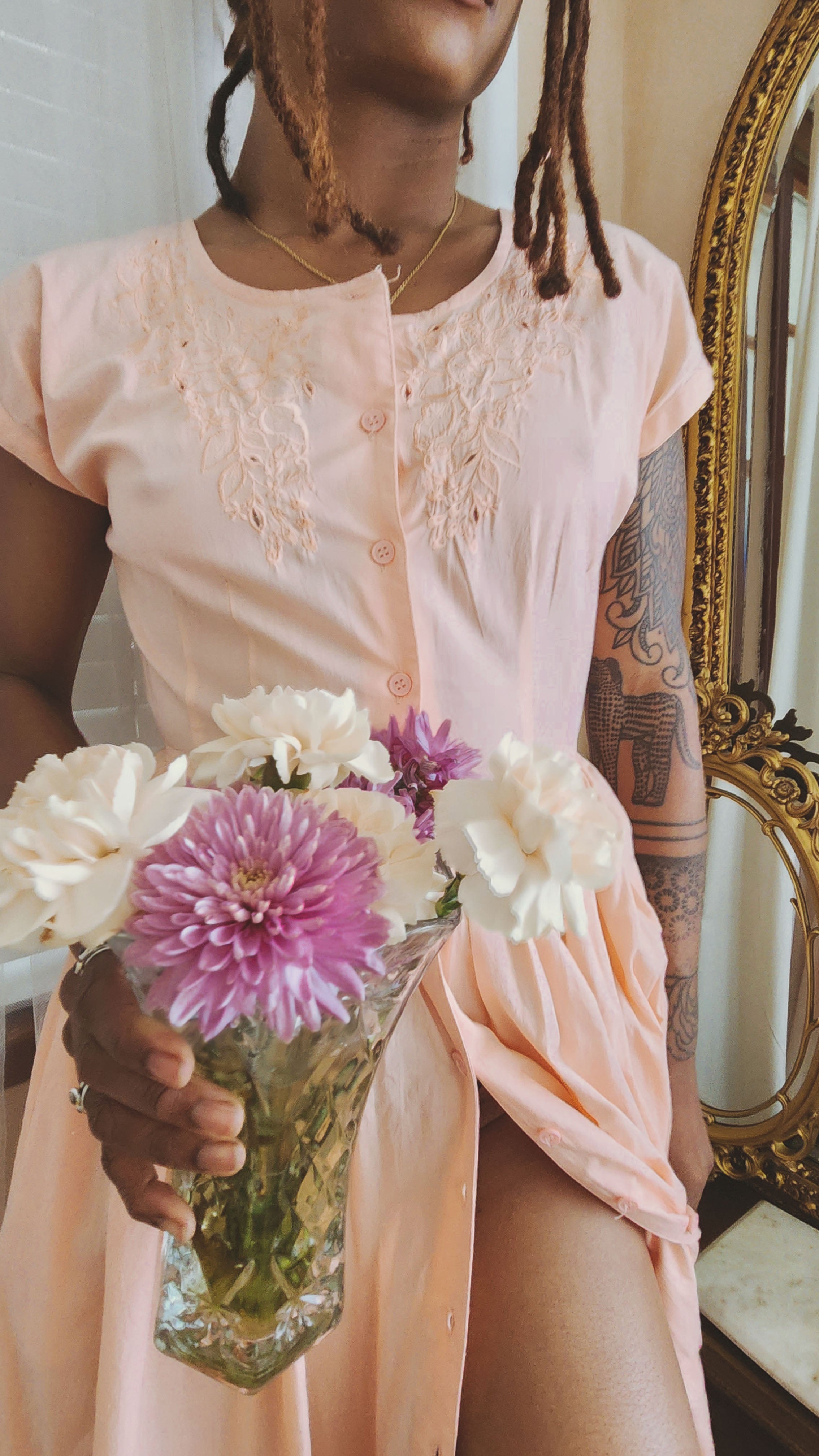 Vintage Peachy Button Down Dress