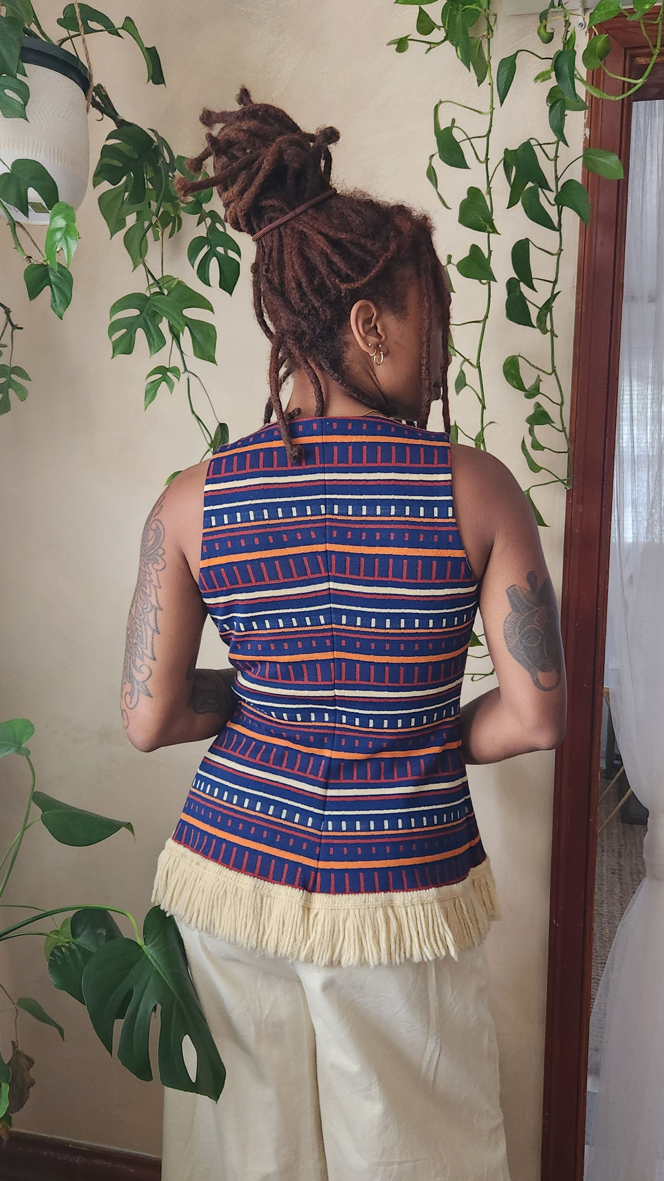 Vintage MultI Print Fringe Vest