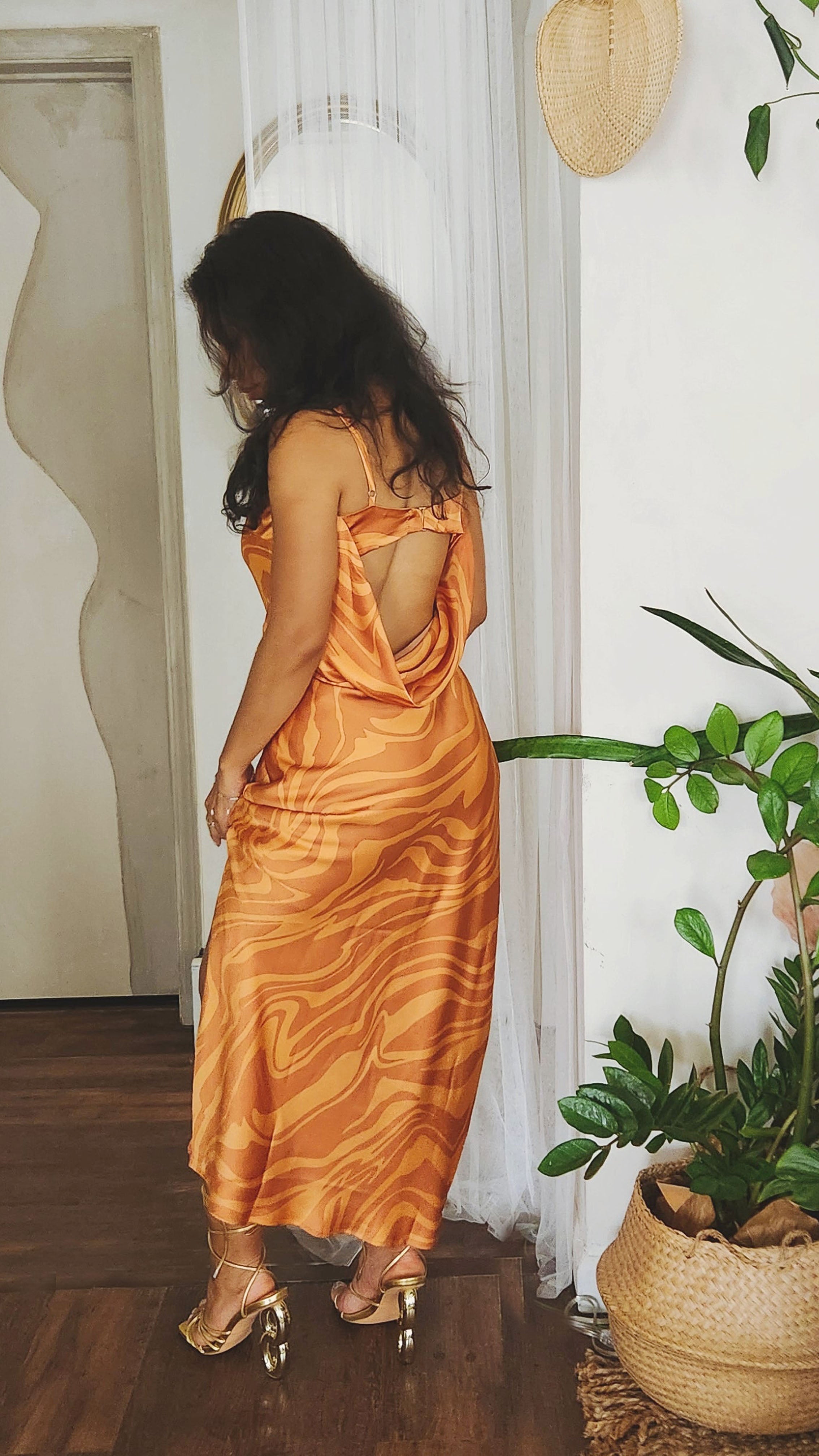 Copper Days Draped Open Back Dress