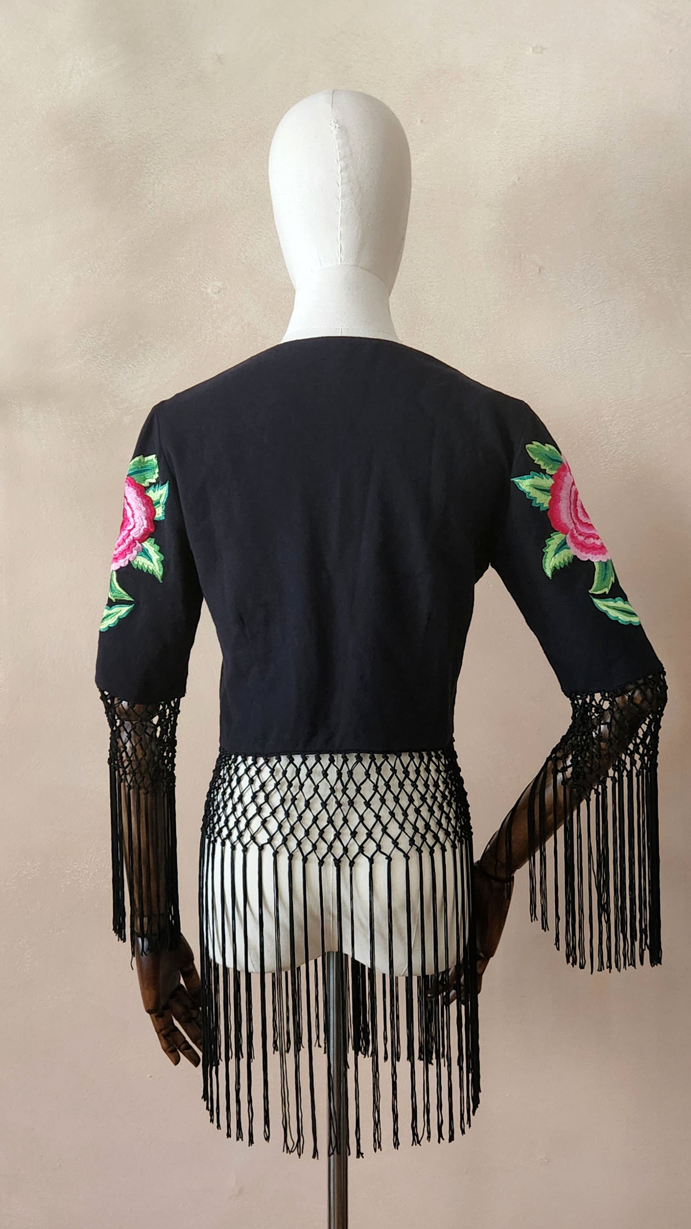 Vintage Embroidered Fringey Crop Jacket